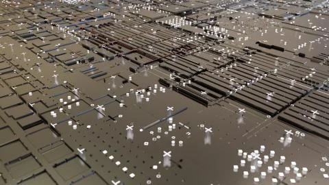 Abstract Central Computer Processors Concept. 3D illustration 스톡 일러스트