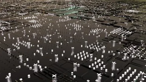 Abstract Central Computer Processors Concept. 3D illustration 스톡 일러스트