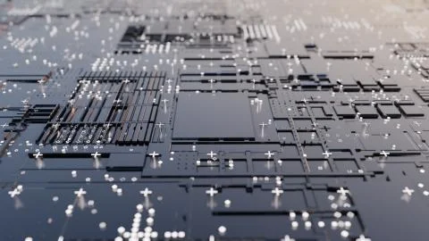Abstract Central Computer Processors Concept. 3D illustration Illustrazione stock