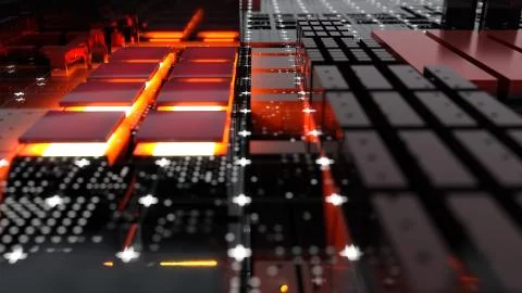 Abstract Central Computer Processors Concept. 3D illustration Stock Illustration