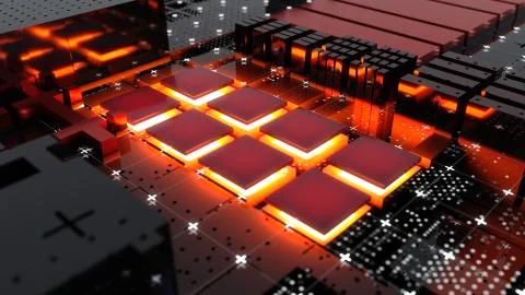 Abstract Central Computer Processors Concept. 3D illustration Stock Illustration