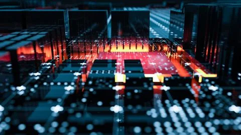 Abstract Central Computer Processors Concept. 3D illustration Stock Illustration