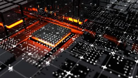 Abstract Central Computer Processors Concept. 3D illustration 스톡 일러스트