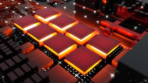 Abstract Central Computer Processors Concept. 3D illustration Stock Illustration