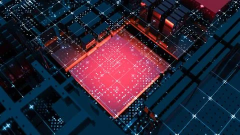 Abstract Central Computer Processors Concept. 3D illustration イラスト素材