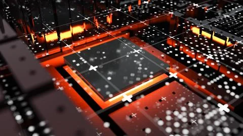 Abstract Central Computer Processors Concept. 3D illustration Stock Illustration
