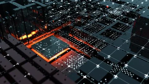 Abstract Central Computer Processors Concept. 3D illustration Stock Illustration