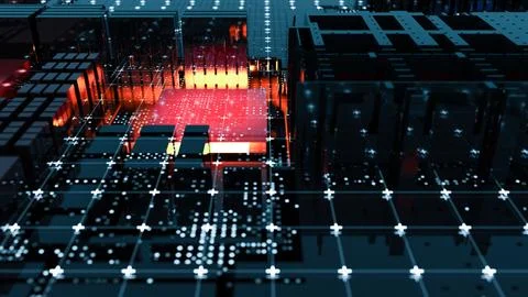 Abstract Central Computer Processors Concept. 3D illustration Stock Illustration