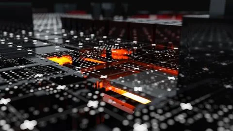 Abstract Central Computer Processors Concept. 3D illustration イラスト素材