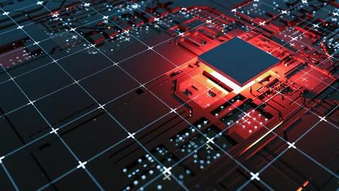 Abstract Central Computer Processors Concept. 3D illustration 스톡 일러스트