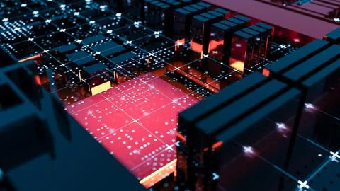 Abstract Central Computer Processors Concept. 3D illustration 스톡 일러스트