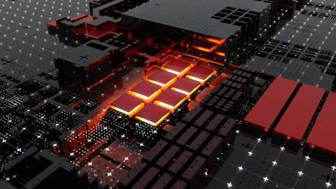 Abstract Central Computer Processors Concept. 3D illustration 스톡 일러스트