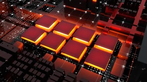 Abstract Central Computer Processors Concept. 3D illustration 스톡 일러스트