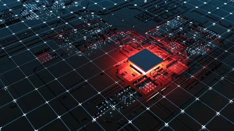 Abstract Central Computer Processors Concept. 3D illustration イラスト素材