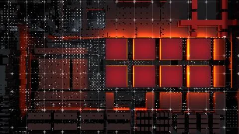 Abstract Central Computer Processors Concept. 3D illustration Stock-Illustration