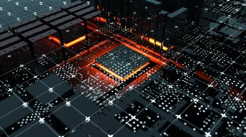 Abstract Central Computer Processors Concept. 3D illustration Stock-Illustration