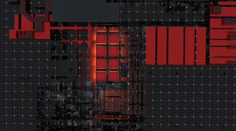 Abstract Central Computer Processors Concept. 3D illustration Stock Illustration