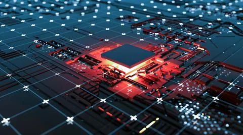 Abstract Central Computer Processors Concept. 3D illustration Stock Illustration