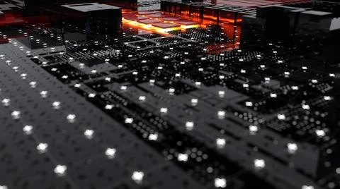 Abstract Central Computer Processors Concept. 3D illustration Stock Illustration