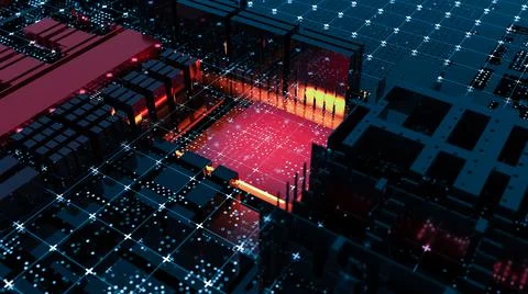 Abstract Central Computer Processors Concept. 3D illustration Stock Illustration