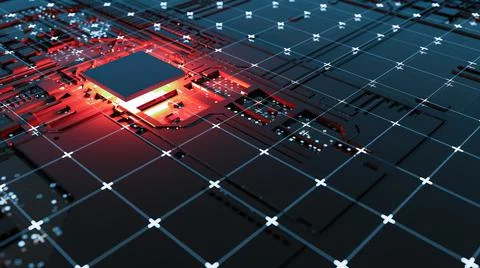 Abstract Central Computer Processors Concept. 3D illustration Stock Illustration