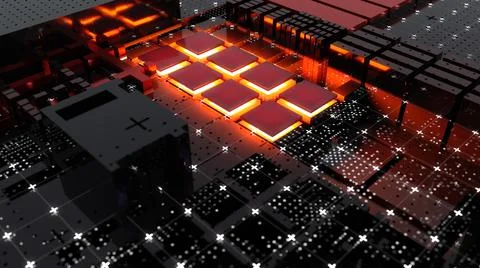 Abstract Central Computer Processors Concept. 3D illustration Stock Illustration