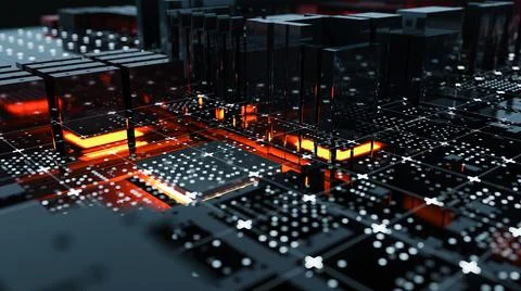 Abstract Central Computer Processors Concept. 3D illustration Stock Illustration
