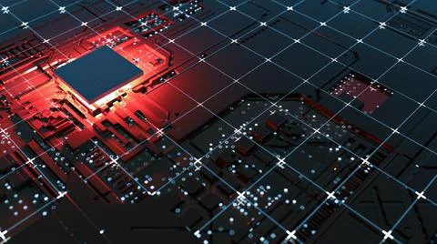 Abstract Central Computer Processors Concept. 3D illustration 스톡 일러스트