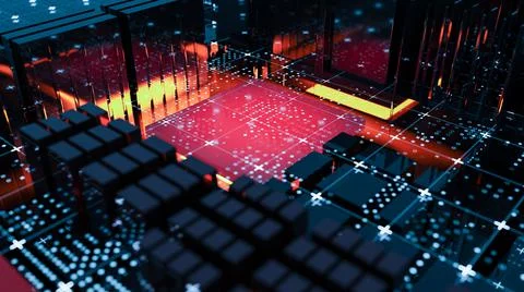 Abstract Central Computer Processors Concept. 3D illustration Stock-Illustration