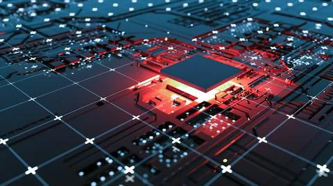 Abstract Central Computer Processors Concept. 3D illustration 스톡 일러스트