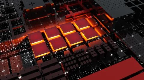 Abstract Central Computer Processors Concept. 3D illustration 스톡 일러스트