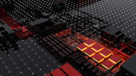 Abstract Central Computer Processors Concept. 3D illustration Stock Illustration