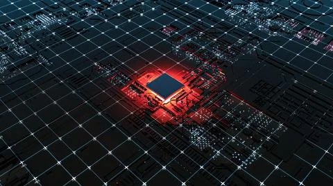 Abstract Central Computer Processors Concept. 3D illustration イラスト素材