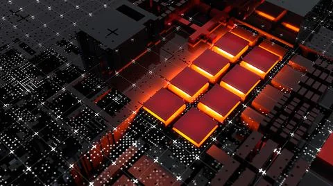 Abstract Central Computer Processors Concept. 3D illustration Stock Illustration