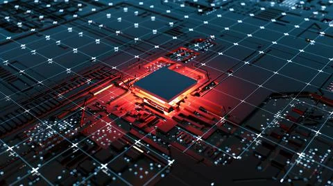 Abstract Central Computer Processors Concept. 3D illustration Stock Illustration