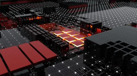 Abstract Central Computer Processors Concept. 3D illustration 스톡 일러스트