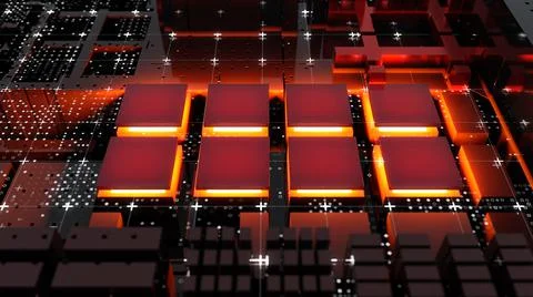 Abstract Central Computer Processors Concept. 3D illustration 스톡 일러스트