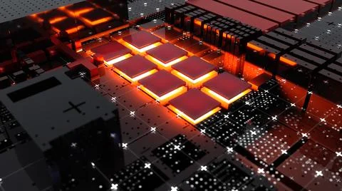 Abstract Central Computer Processors Concept. 3D illustration イラスト素材