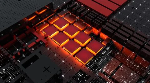 Abstract Central Computer Processors Concept. 3D illustration Stock Illustration