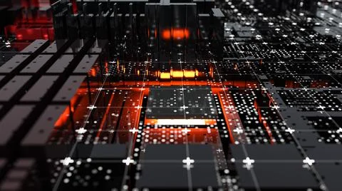 Abstract Central Computer Processors Concept. 3D illustration Illustrazione stock