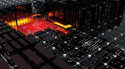 Abstract Central Computer Processors Concept. 3D illustration イラスト素材