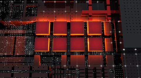 Abstract Central Computer Processors Concept. 3D illustration Stock Illustration