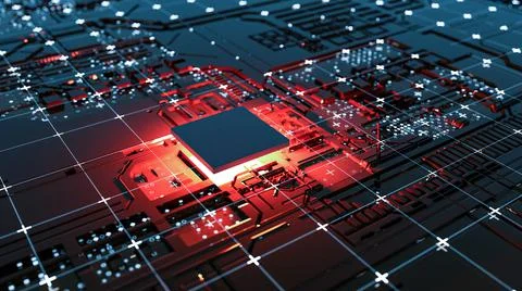 Abstract Central Computer Processors Concept. 3D illustration Stock Illustration