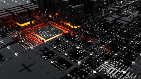 Abstract Central Computer Processors Concept. 3D illustration Stock Illustration