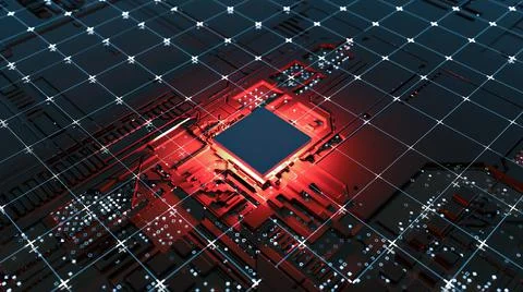 Abstract Central Computer Processors Concept. 3D illustration 스톡 일러스트