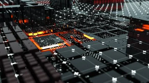 Abstract Central Computer Processors Concept. 3D illustration Stock Illustration