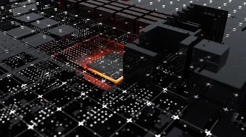 Abstract Central Computer Processors Concept. 3D illustration 스톡 일러스트