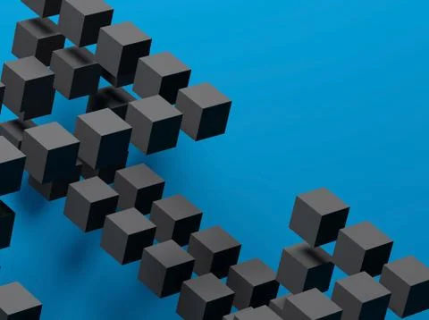 Abstract cg background with black flying cubes 库存插图