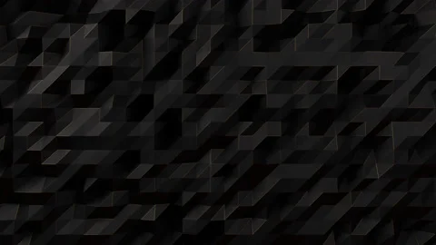 Abstract CG low polygonal black surface with golden glowing edges Stock Footage 136319740