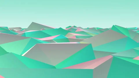 Abstract cg low polygonal green surface. Geometric triangular lines. Stock Footage 124306604